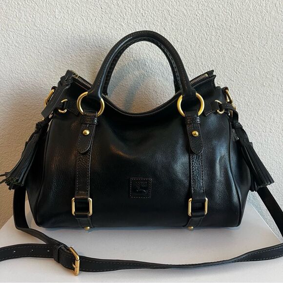 DOONEY & BOURKE Black Florentine Tassel Satchel Medium Sorrento Zip Tote Bag - Picture 1 of 13